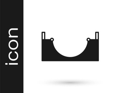 Siyah Kaykay Parkı simgesi beyaz arkaplanda izole edildi. Rampa seti, paten parkı için merdiven. Olağanüstü bir spor. Vektör