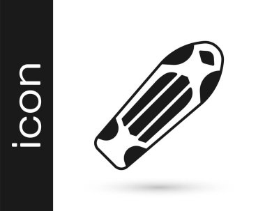 Beyaz arkaplanda siyah kaykay güvertesi simgesi izole edildi. Olağanüstü bir spor. Spor malzemeleri. Vektör