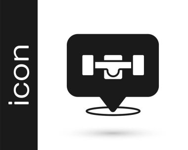 Beyaz arkaplanda siyah kaykay tekerleği simgesi izole edildi. Kaykay süspansiyonu. Kaykay tekerleği. Vektör