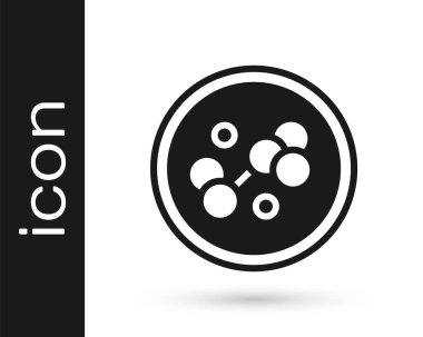 Beyaz arkaplanda siyah molekül simgesi izole edildi. Kimya moleküllerinin yapısı, fen öğretmenlerinin yenilikçi eğitim posteri. Vektör