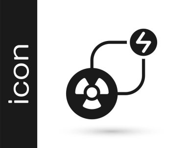 Siyah Radyoaktif değişim enerji simgesi beyaz arkaplanda izole edildi. Radyoaktif zehirli sembol. Radyasyon tehlikesi işareti. Vektör