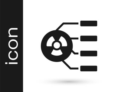 Beyaz arkaplanda siyah radyoaktif simge izole edildi. Radyoaktif zehirli sembol. Radyasyon tehlikesi işareti. Vektör