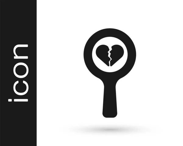 Corazón roto negro o icono de divorcio aislado sobre fondo blanco. Símbolo de amor. Día de San Valentín. Vector — Vector de stock