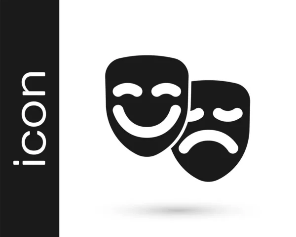 Comédia negra e tragédia máscaras teatrais ícone isolado no fundo branco. Vetor — Vetor de Stock