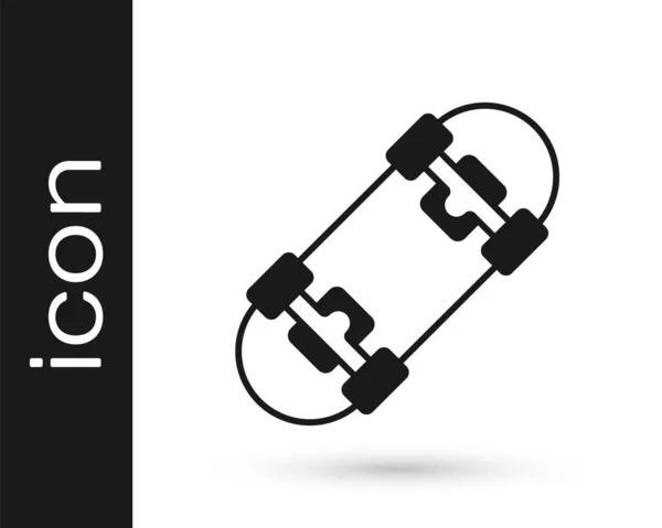 Schwarzes Skateboard-Symbol isoliert auf weißem Hintergrund. Extremsport. Sportgeräte. Vektor — Stockvektor