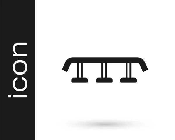Scale in skateboard nero con icona ferroviaria isolata su sfondo bianco. Vettore — Vettoriale Stock