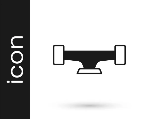Černá Skateboard kolo ikona izolované na bílém pozadí. Skateboard suspenze. Bruslové kolo. Vektor — Stockový vektor