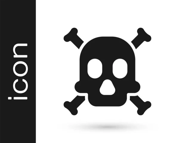 Černé kosti a lebka jako příznak toxicity varování ikona izolované na bílém pozadí. Vektor — Stockový vektor