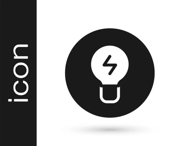 Zwarte gloeilamp met concept van idee pictogram geïsoleerd op witte achtergrond. Energie en ideeënsymbool. Inspiratie concept. Vector — Stockvector