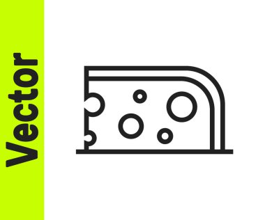 Siyah çizgi peynir simgesi beyaz arkaplanda izole edilmiş. Vektör