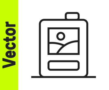 Beyaz arka planda izole edilmiş siyah çizgi şarap ikonu kutusu. Vektör