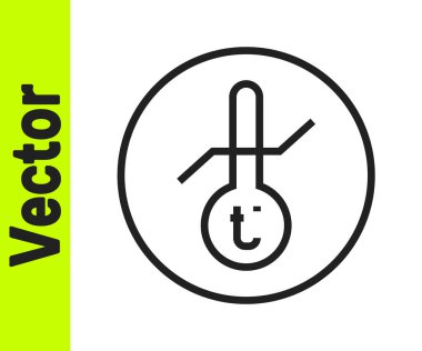 Siyah çizgi Meteoroloji termometresi beyaz arka planda izole edilmiş ikonu ölçüyor. Termometre termometresi sıcak ya da soğuk hava gösteriyor. Vektör