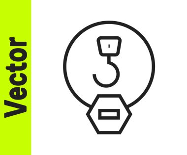 Siyah çizgi sanayi kancası ikonu beyaz arka planda izole edildi. Turna kancası ikonu. Vektör