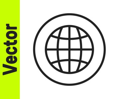 Siyah çizgi Global teknolojisi ya da sosyal ağ simgesi beyaz arkaplanda izole edildi. Vektör