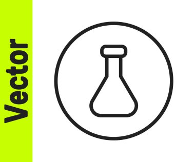 Siyah çizgi test tüpü ve beyaz arka planda izole edilmiş kimyasal test ikonu. Laboratuvar cam levhası. Vektör