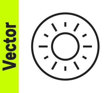 Siyah çizgi Sun simgesi beyaz arkaplanda izole edildi. Vektör