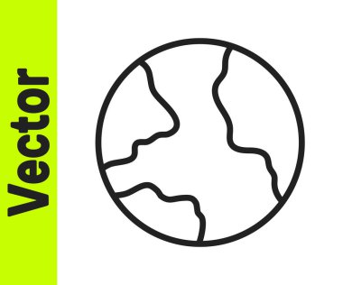 Siyah çizgi dünya simgesi beyaz arkaplanda izole edildi. Yerküreye iğnele. Vektör