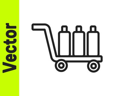 Beyaz arka planda siyah çizgi Trolley bavul ikonu izole edildi. Seyahat bagaj tabelası. Seyahat bagaj ikonu. Vektör