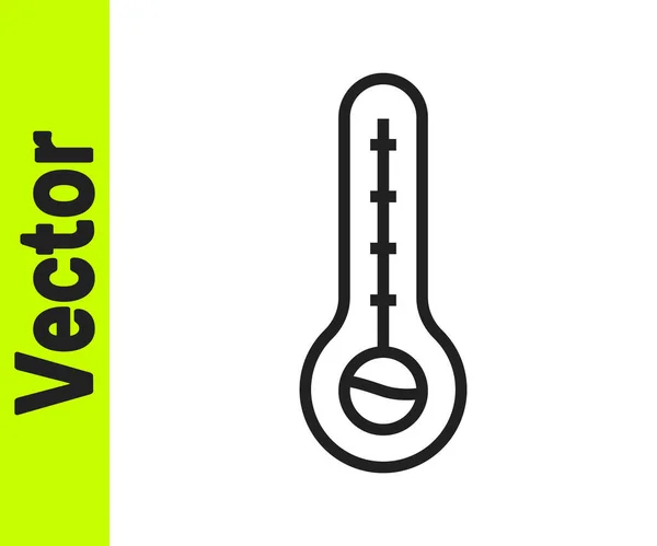 Schwarzes Zeilenthermometer zur Messung von Hitze und Kälte, isoliert auf weißem Hintergrund. Thermometer, die heißes oder kaltes Wetter anzeigen. Vektor — Stockvektor