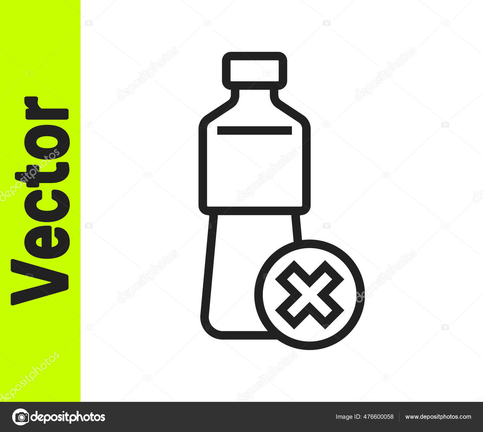 ブラックラインホワイトの背景にウォーターボトルのアイコンはありません ペットボトルはなし 水のボトルの禁止記号 ベクトル ストックベクター C Fillvector