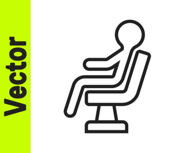 Havaalanı terminalinde bekleyen siyah çizgi insan beyaz arka planda izole edilmiş. Vektör