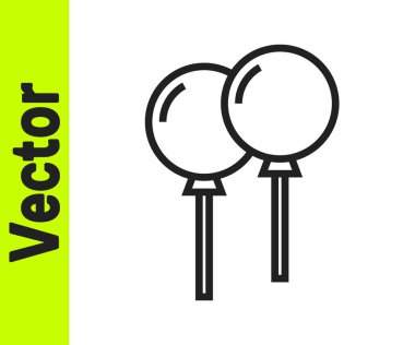 Beyaz arka planda izole edilmiş kurdele ikonu olan siyah çizgi balonları. Vektör