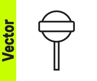 Siyah çizgi lolipop simgesi beyaz arkaplanda izole edildi. Yemek, lezzetli bir sembol. Vektör