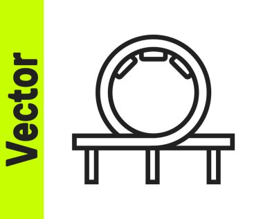 Beyaz arka planda siyah çizgi roller coaster ikonu izole edildi. Eğlence parkı. Çocuklar için eğlence parkı, eğlence parkı. Vektör