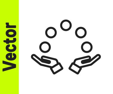 Siyah çizgi jonglör top ikonu beyaz arkaplanda izole edildi. Vektör