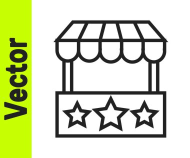 Siyah çizgi bilet gişesi simgesi beyaz arka planda izole edildi. Eğlence ve spor için bilet satışı için bilet gişesi. Vektör