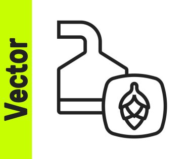 Beyaz zemin üzerinde izole edilmiş bira imalathanesi ikonu içindeki siyah çizgi Geleneksel bira damarları. Bira demleme işlemi. Damıtma tesisi, bira fabrikası. Vektör