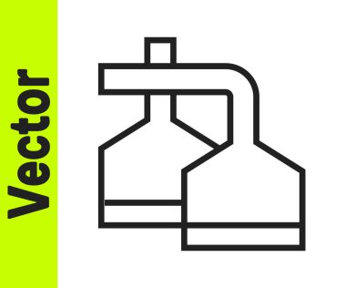 Beyaz zemin üzerinde izole edilmiş bira imalathanesi ikonu içindeki siyah çizgi Geleneksel bira damarları. Bira demleme işlemi. Damıtma tesisi, bira fabrikası. Vektör