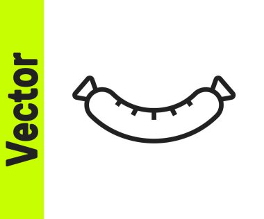 Siyah çizgi sosis simgesi beyaz arkaplanda izole edildi. Izgara sosis ve aroma işareti. Vektör