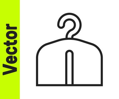 Siyah çizgi elbise askısı ikonu beyaz arka planda izole edildi. Vestiyer ikonu. Kıyafet servis sembolü. Çamaşır askı tabelası. Vektör