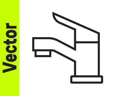 Siyah çizgi su musluğu simgesi beyaz arkaplanda izole edildi. Vektör