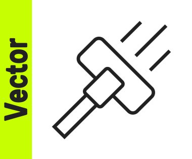 Siyah çizgi elektrikli süpürge ikonu beyaz arkaplanda izole edildi. Vektör