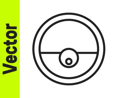 Siyah çizgili robot süpürge ikonu beyaz arka planda izole edildi. Otomatik süpürme için ev aletleri, ev temizliği için dijital cihazlar. Vektör