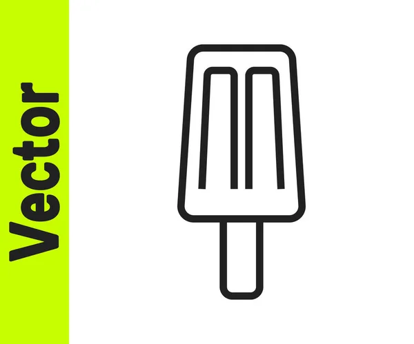 Black Line Ice Cream Symbol isoliert auf weißem Hintergrund. Süßes Symbol. Vektor — Stockvektor