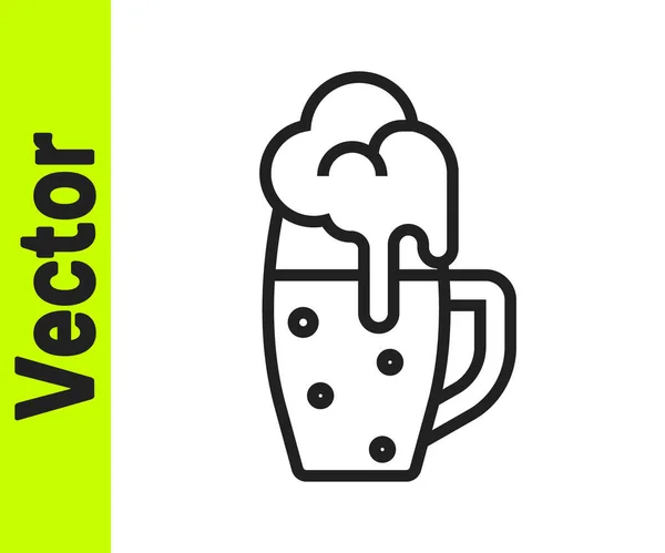 Línea negra Icono de vaso de cerveza aislado sobre fondo blanco. Vector — Vector de stock