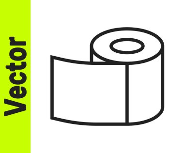Siyah çizgi tuvalet kağıdı rulo simgesi beyaz arkaplanda izole edildi. Vektör