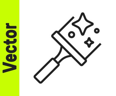 Beyaz arka planda izole edilmiş pencere simgesi için siyah çizgi temizleme servisi. Silecek, kazıyıcı, silecek. Vektör