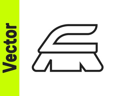 Temizlik simgesi için siyah çizgi fırçası beyaz arkaplanda izole edildi. Temizlik hizmeti konsepti. Vektör