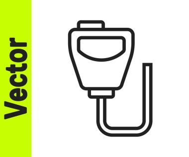 Beyaz arkaplanda siyah çizgi telsiz ikonu izole edildi. Taşınabilir radyo vericisi simgesi. Radyo alıcı-vericisi işareti. Vektör