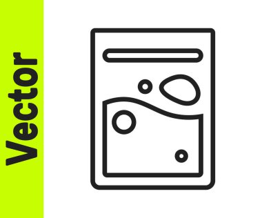 Siyah çizgili plastik torba beyaz arka planda izole edilmiş uyuşturucu ikonu. Sağlık tehlikesi. Vektör