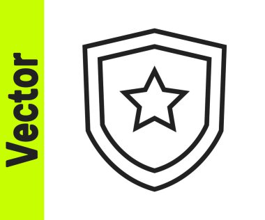 Siyah çizgi polis rozeti ikonu beyaz arka planda izole edildi. Şerif rozeti. Vektör