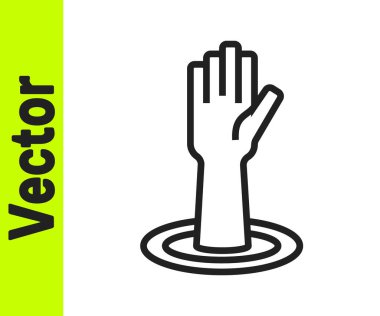 Siyah çizgi beyaz arkaplanda el simgesi oluşturulmasına yardımcı oluyor. Vektör