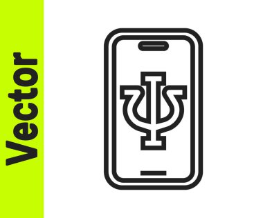 Siyah Hat Çevrimiçi Psikolojik Danışmanlık Mesafesi simgesi beyaz arkaplanda izole edildi. Psikoterapi, psikolojik yardım, online psikiyatrist danışmanlığı. Vektör