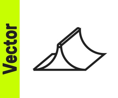 Siyah çizgi kaykay parkı simgesi beyaz arkaplanda izole edildi. Rampa seti, paten parkı için merdiven. Olağanüstü bir spor. Vektör