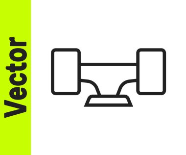 Siyah çizgi kaykay tekeri simgesi beyaz arkaplanda izole edildi. Kaykay süspansiyonu. Kaykay tekerleği. Vektör