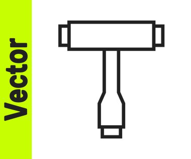 Siyah çizgi Çok Fonksiyonlu Taşınabilir Kaykay, uzun tahta, elektrikli kaykay aracı beyaz arka planda izole edildi. Vektör